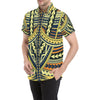 Polynesian Tattoo Print Men's Short Sleeve Button Up Shirt