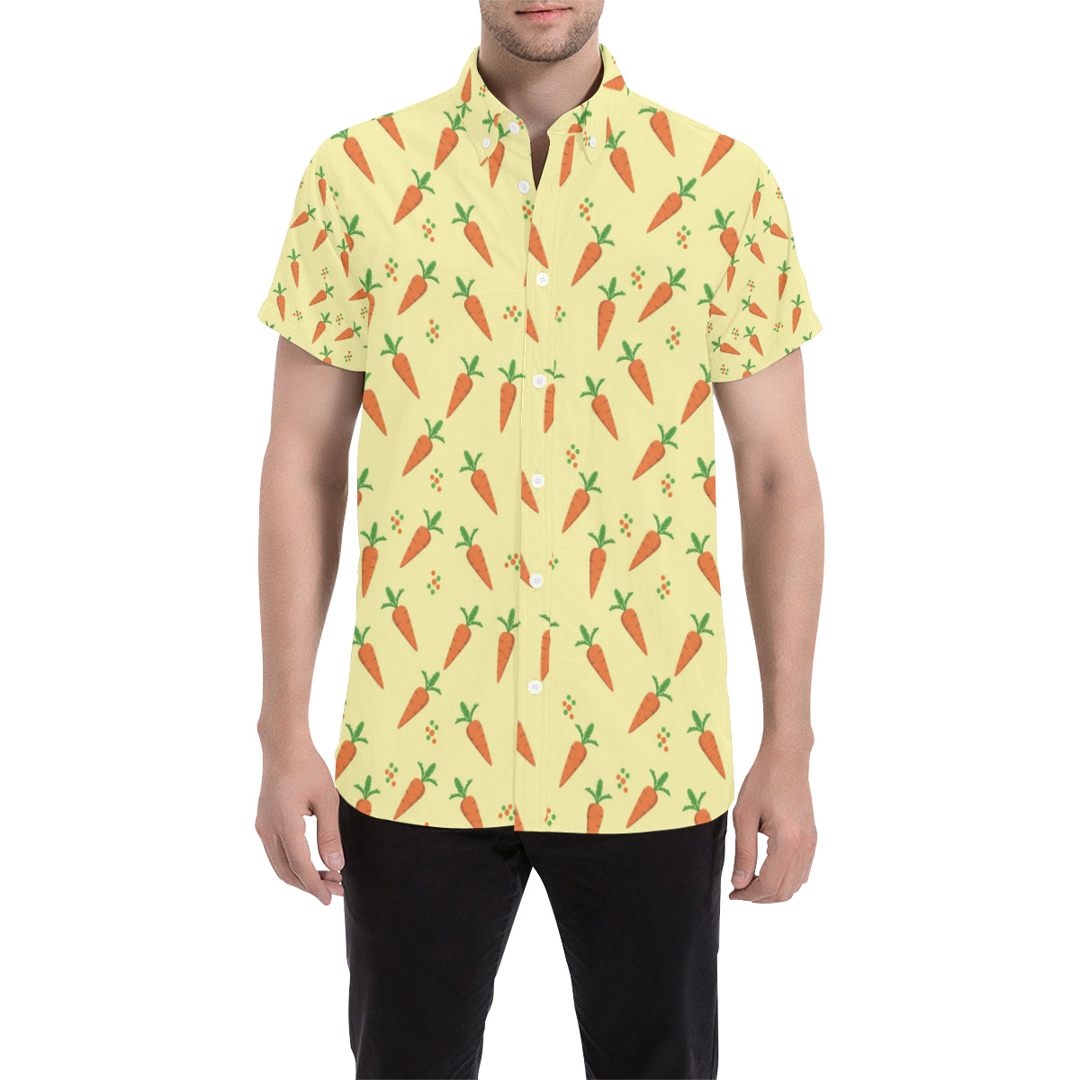 Carrot Pattern Print Design 04 Men's Short Sleeve Button Up Shirt