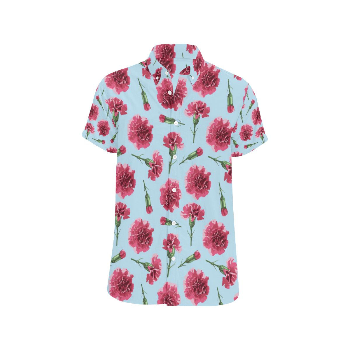 Carnations Pattern Print Design CN01 Men's Short Sleeve Button Up Shirt