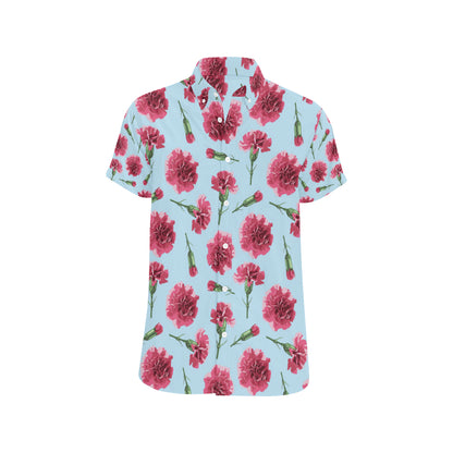 Carnations Pattern Print Design CN01 Men's Short Sleeve Button Up Shirt
