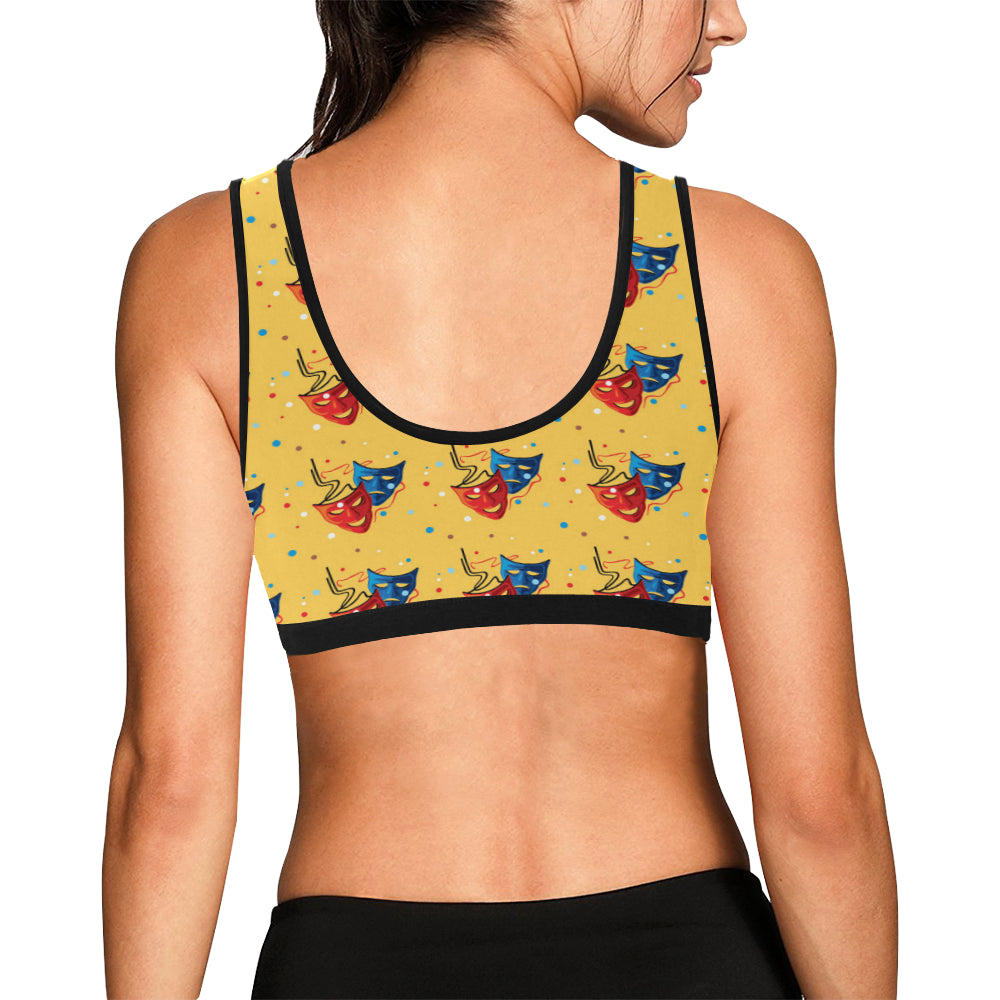 Acting Mask Pattern Print Design 02 Sports Bra