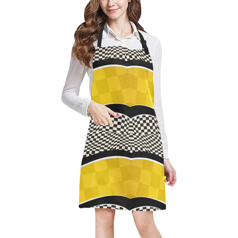 Checkered Pattern Print Design 02 Apron with Pocket