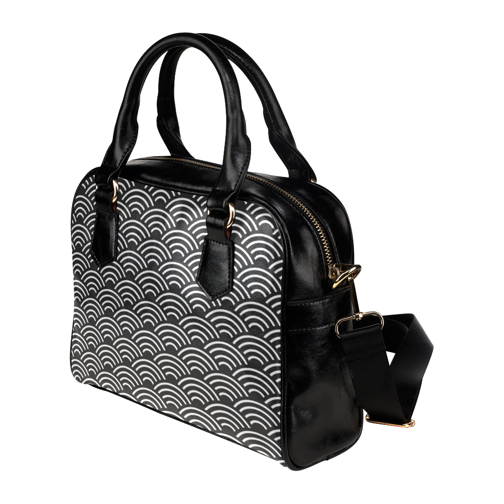 Scales Black White Pattern Print Design 03 Shoulder Handbag
