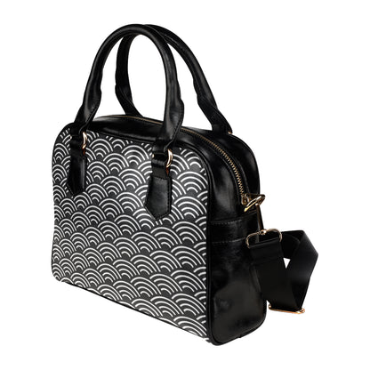 Scales Black White Pattern Print Design 03 Shoulder Handbag