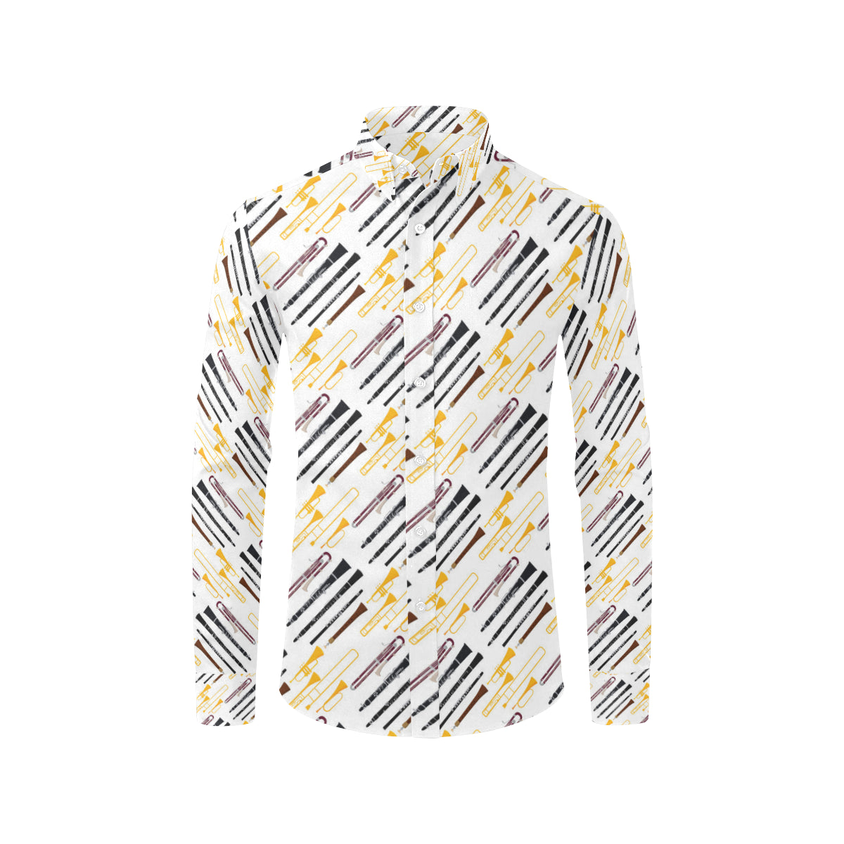 Clarinet Pattern Print Design 01 Men's Long Sleeve Shirt