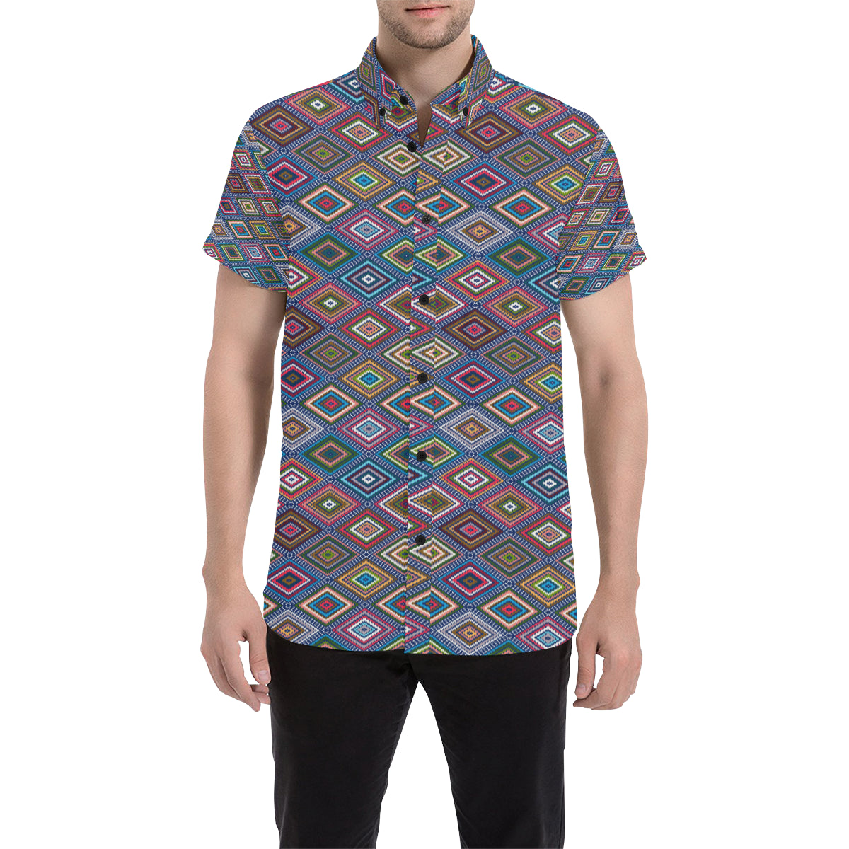 Southwestern Design Men's Short Sleeve Button Up Shirt