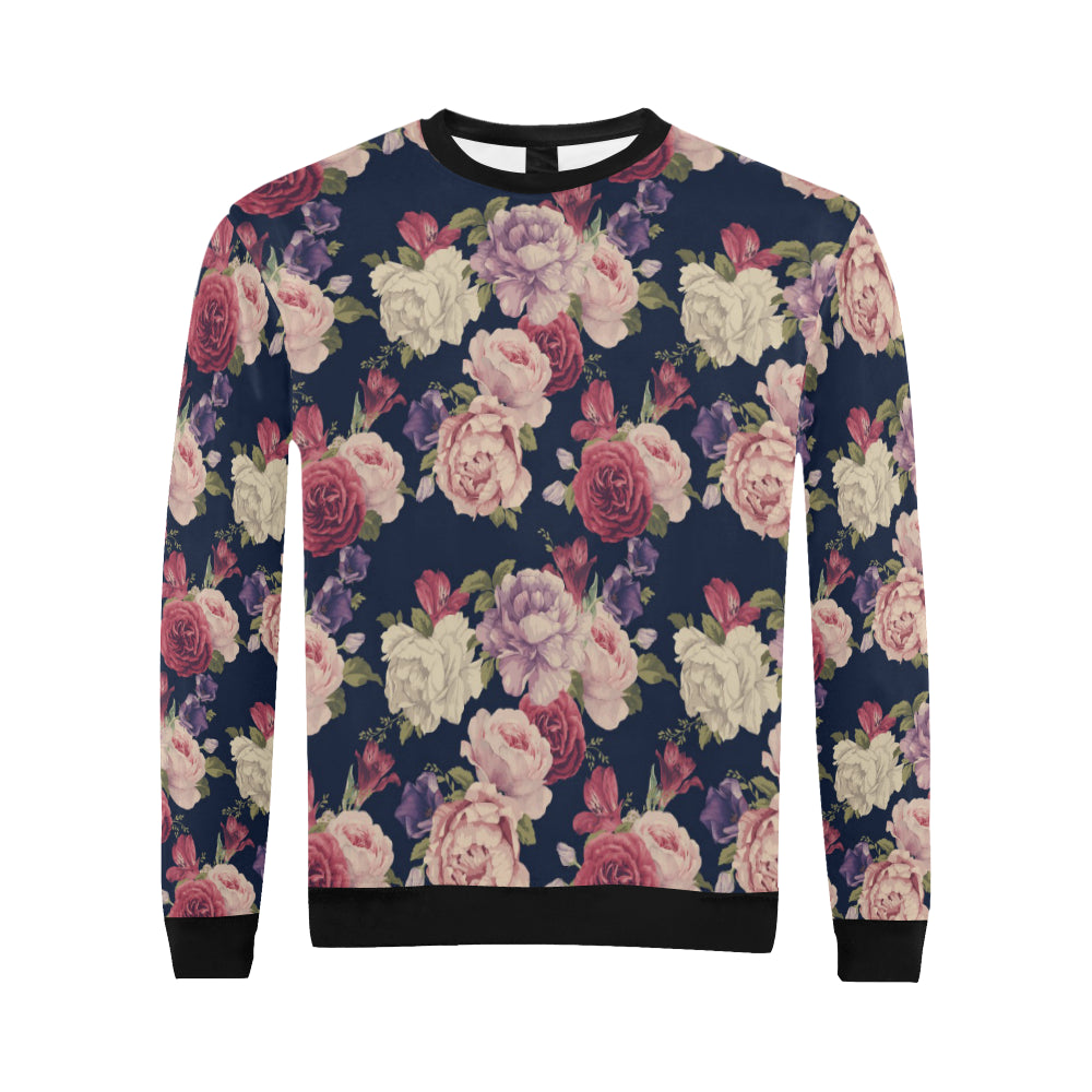 Peony Pattern Print Design PE03 Men Long Sleeve Sweatshirt