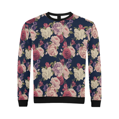 Peony Pattern Print Design PE03 Men Long Sleeve Sweatshirt