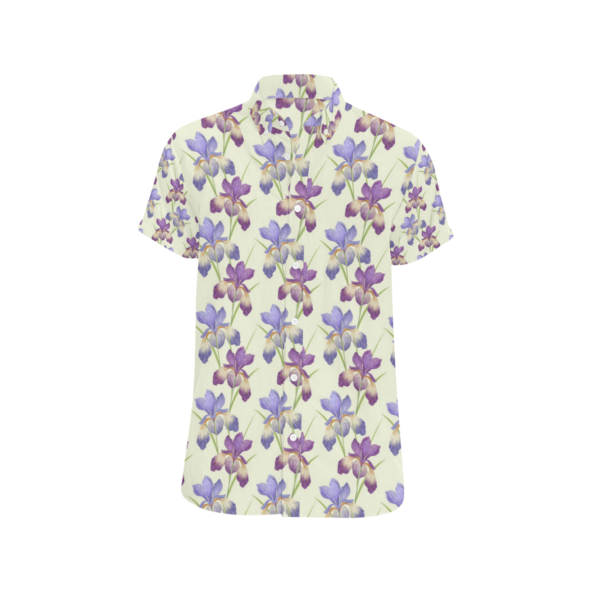 Iris Pattern Print Design IR08 Men's Short Sleeve Button Up Shirt