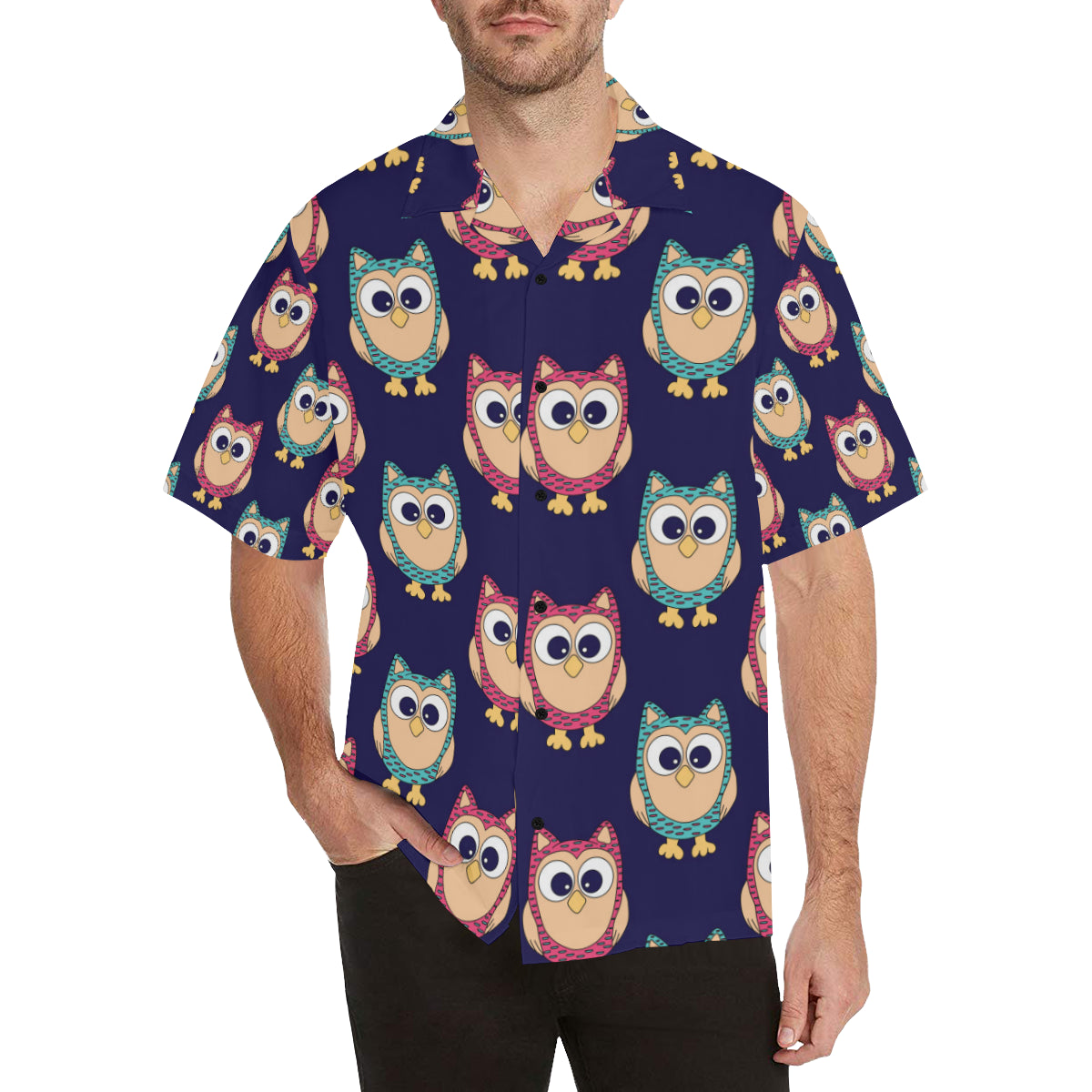 Owl Pattern Print Design A06 Men's Hawaiian Shirt