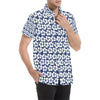 Hibiscus Blue Hawaiian Flower Pattern Men's Short Sleeve Button Up Shirt