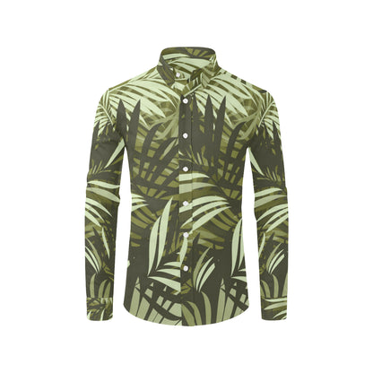 Palm Leaves Pattern Print Design PL05 Men's Long Sleeve Shirt