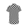 Checkered Flag Optical illusion Men's Short Sleeve Button Up Shirt