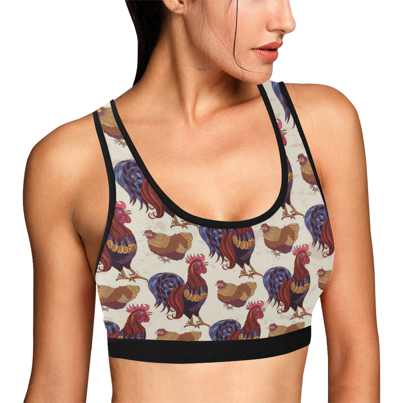 Rooster Pattern Print Design A03 Sports Bra