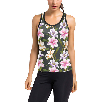 Lily Pattern Print Design LY01 Women's Racerback Tank Top