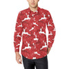 Reindeer Red Pattern Print Design 01 Men's Long Sleeve Shirt