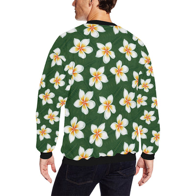 White Plumeria Pattern Print Design PM020 Men Long Sleeve Sweatshirt