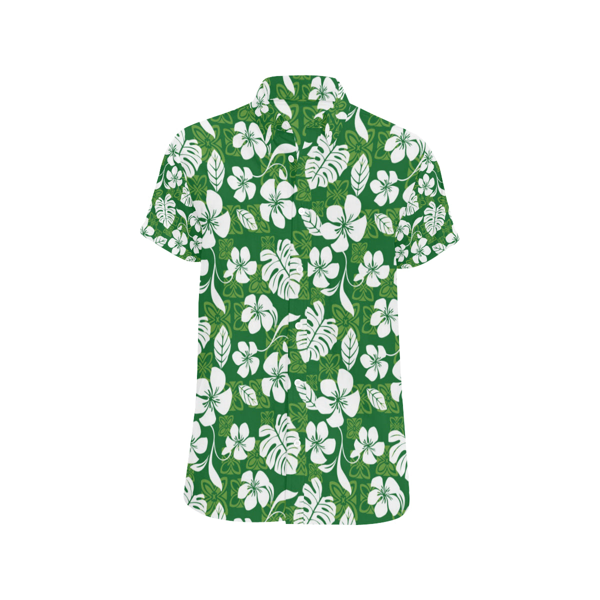 Hawaiian Themed Pattern Print Design H016 Men's Short Sleeve Button Up Shirt