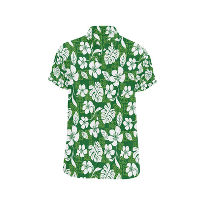 Hawaiian Themed Pattern Print Design H016 Men's Short Sleeve Button Up Shirt
