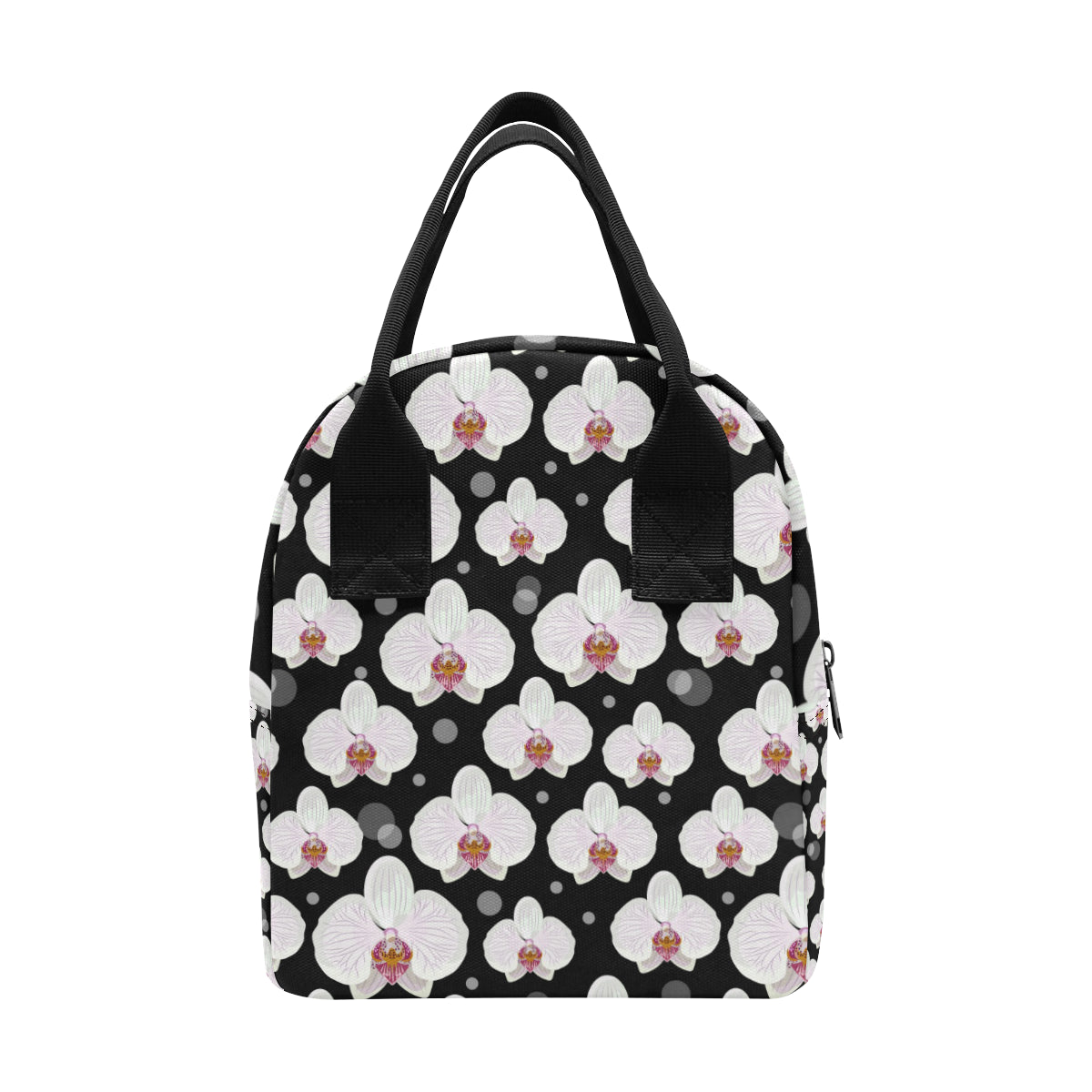 Orchid White Pattern Print Design OR09 Insulated Lunch Bag