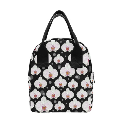 Orchid White Pattern Print Design OR09 Insulated Lunch Bag