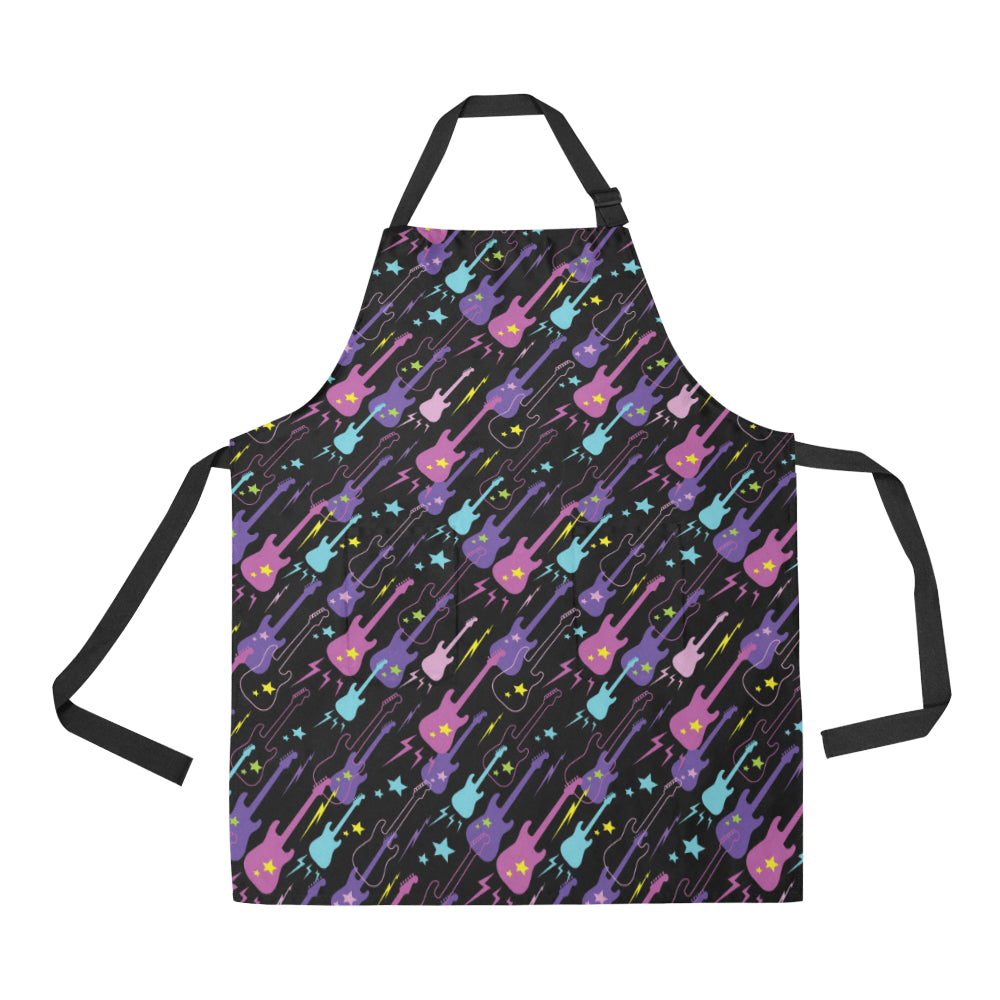 Electric Guitar Pattern Print Design 02 Apron with Pocket