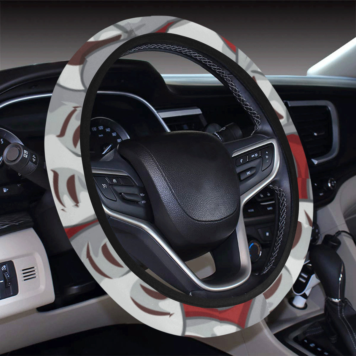 Acting Mask Pattern Print Design 01 Steering Wheel Cover with Elastic Edge