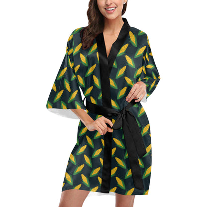 Corn Pattern Print Design 02 Women's Short Kimono