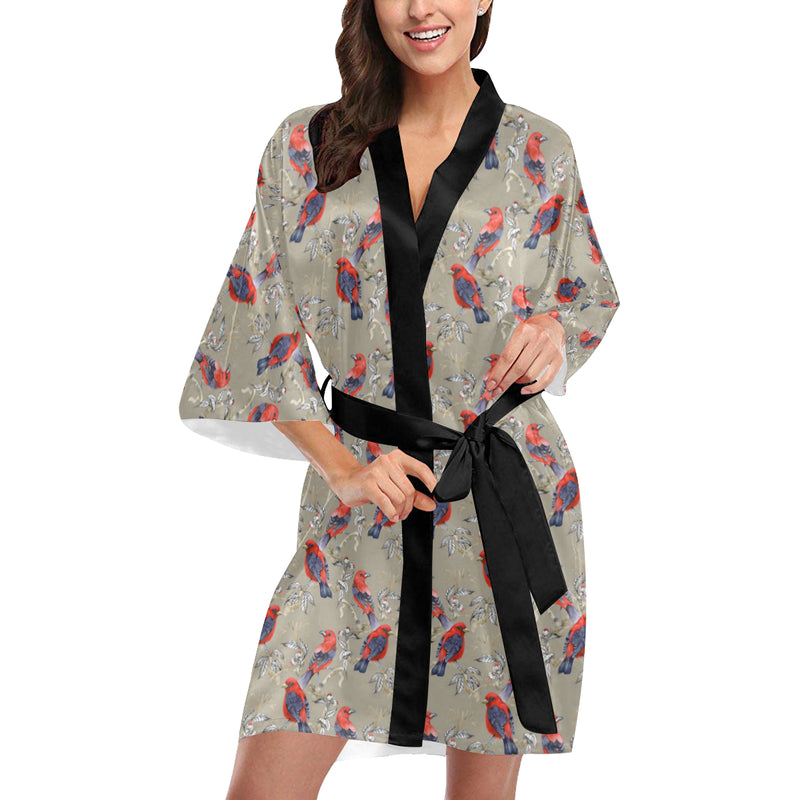 Birds Pattern Print Design 05 Women's Short Kimono