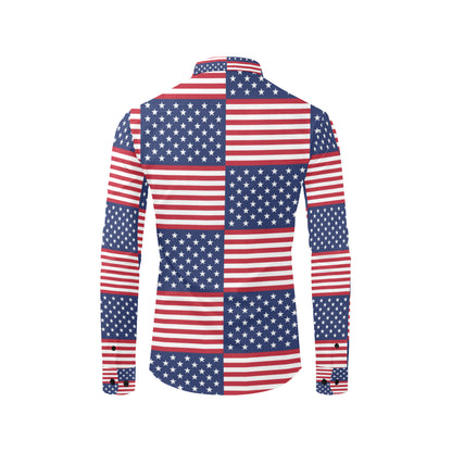 Patriotic US Flag Pattern Print Design A03 Men's Long Sleeve Shirt
