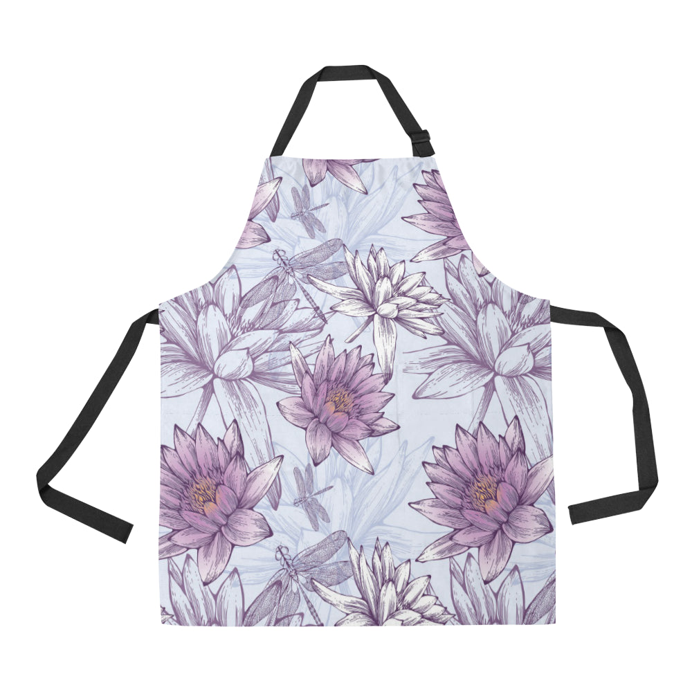 Water Lily Pattern Print Design WL01 Apron with Pocket