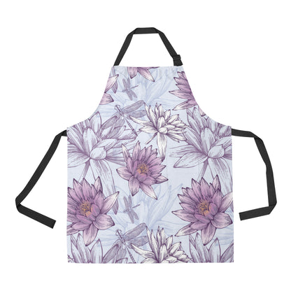 Water Lily Pattern Print Design WL01 Apron with Pocket