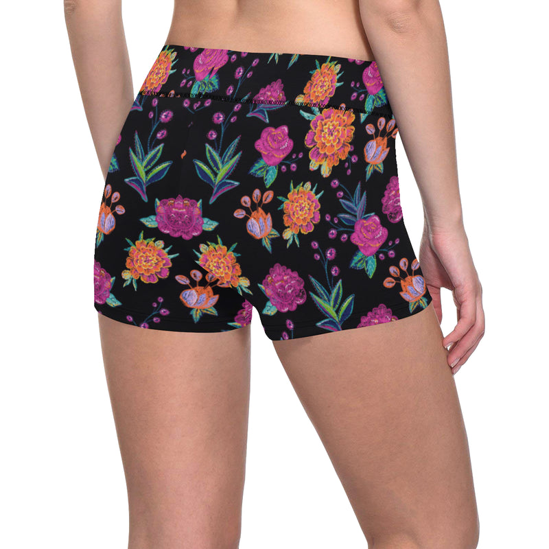 Marigold Pattern Print Design MR02 Yoga Shorts