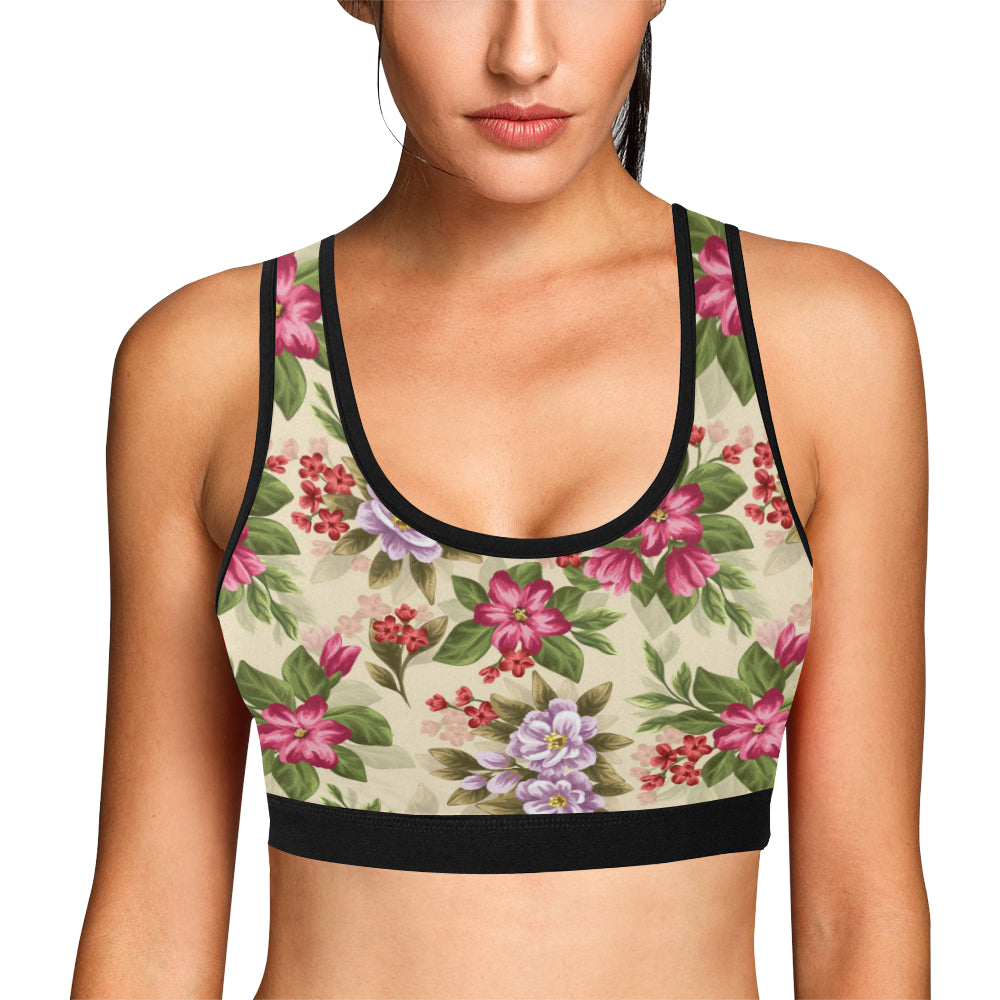 Summer Floral Pattern Print Design SF08 Sports Bra