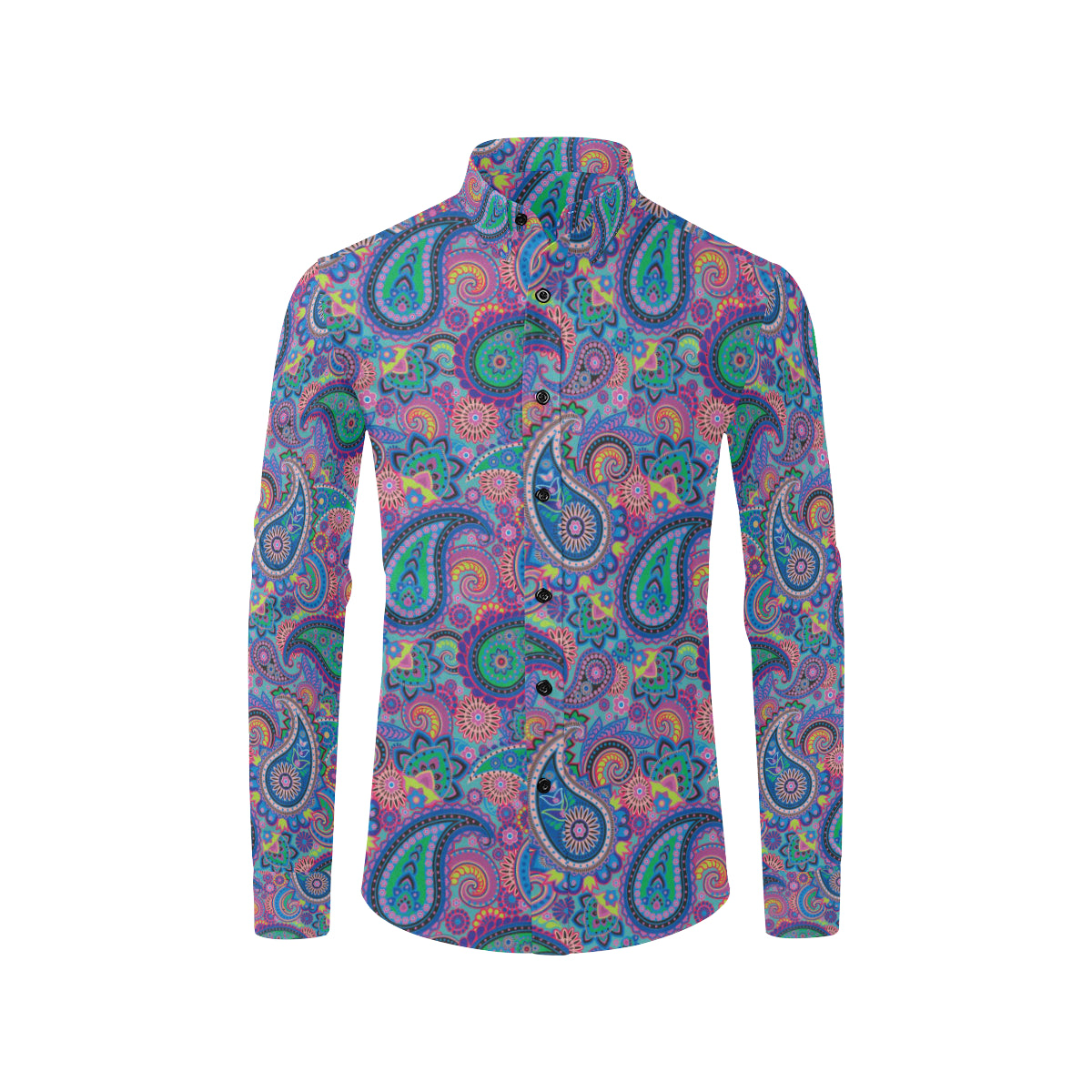 Paisley Colorful Pattern Print Design A02 Men's Long Sleeve Shirt