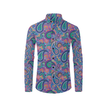 Paisley Colorful Pattern Print Design A02 Men's Long Sleeve Shirt