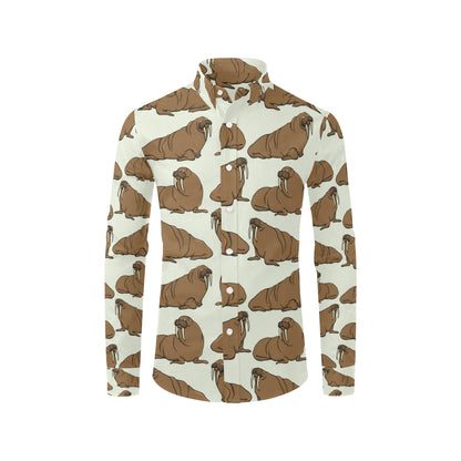 Walrus Pattern Print Design 03 Men's Long Sleeve Shirt