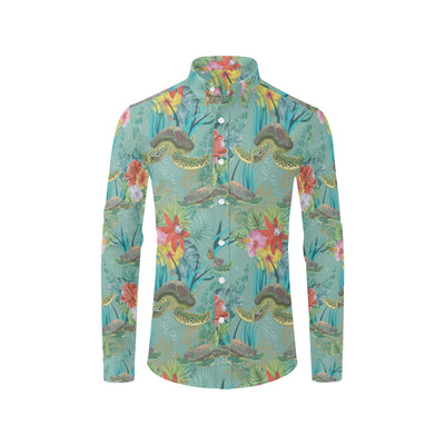 Sea Turtle Pattern Print Design T012 Men's Long Sleeve Shirt