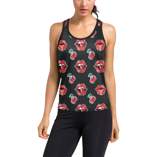 Cherry Pattern Print Design CH04 Women's Racerback Tank Top