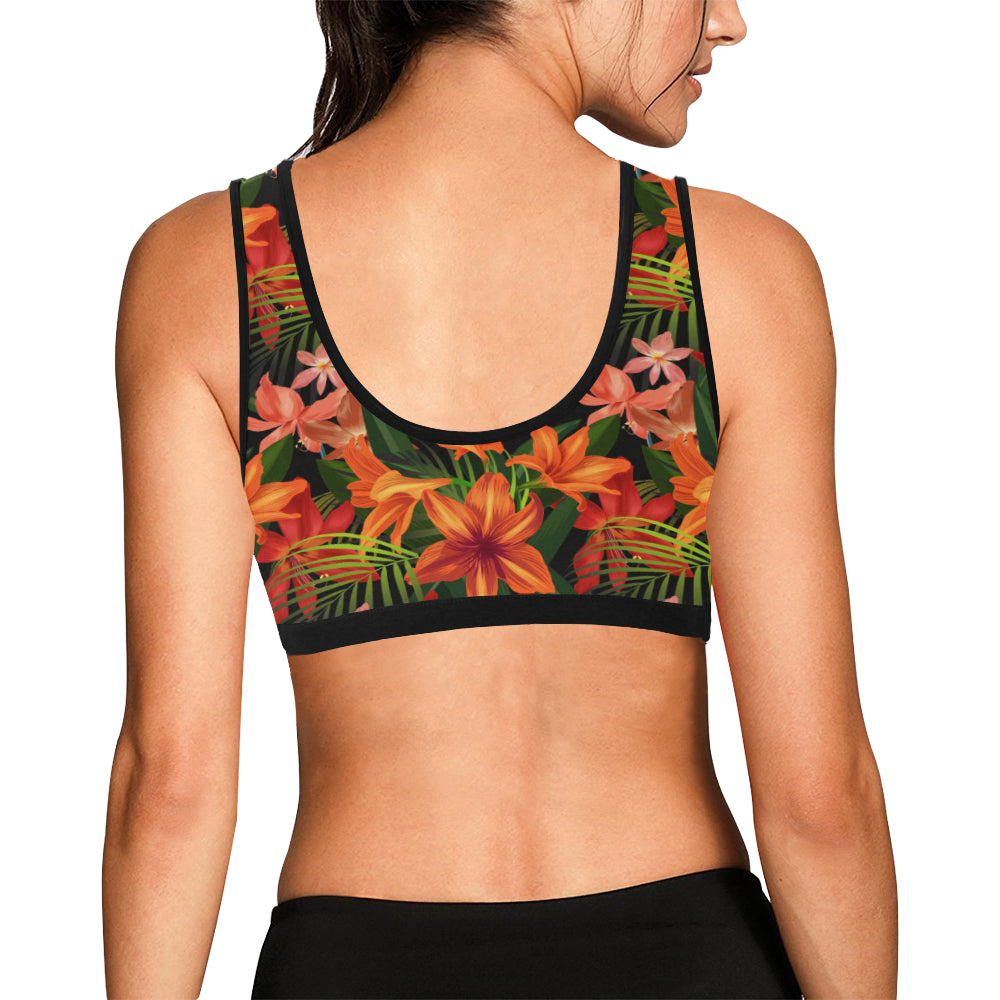 Amaryllis Pattern Print Design AL05 Sports Bra