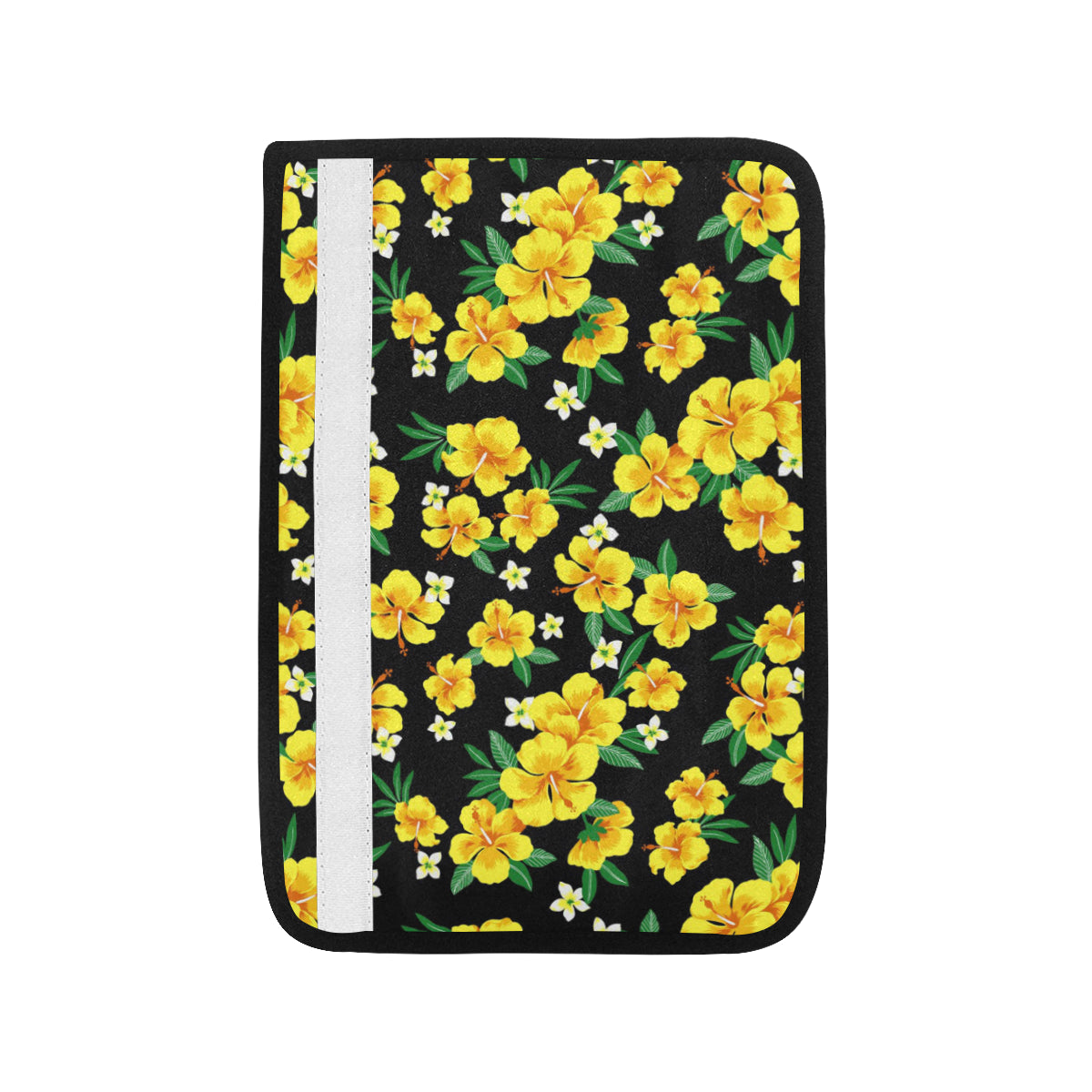 Yellow Hibiscus Pattern Print Design HB08 Car Seat Belt Cover