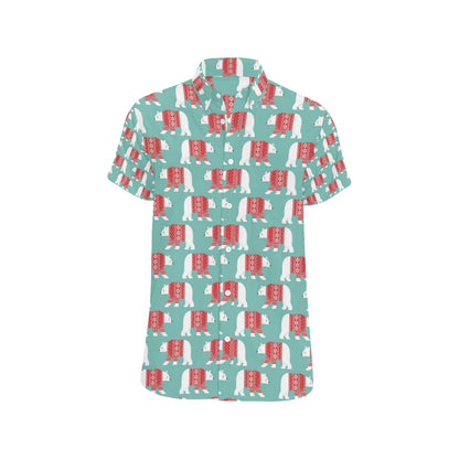 Polar Bear Pattern Print Design A04 Men's Short Sleeve Button Up Shirt