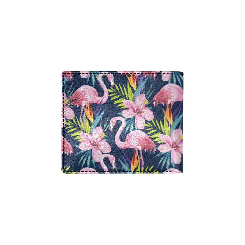 Flamingo Hibiscus Print Men's ID Card Wallet