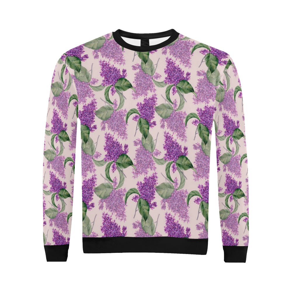 Lilac Pattern Print Design LI02 Men Long Sleeve Sweatshirt