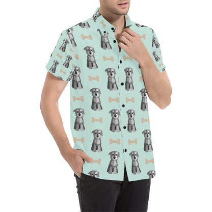 Schnauzers Pattern Print Design A03 Men's Short Sleeve Button Up Shirt