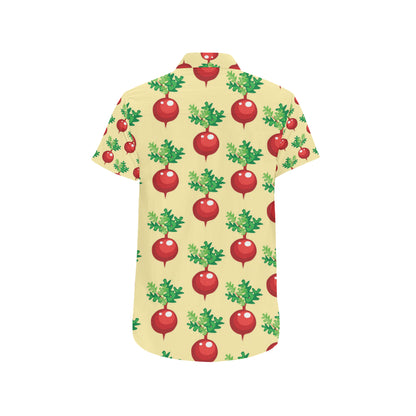 Radish Pattern Print Design A02 Men's Short Sleeve Button Up Shirt