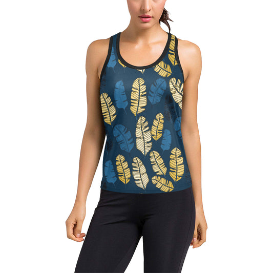 Banana Leaf Pattern Print Design BL09 Women's Racerback Tank Top