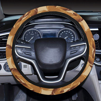 Bagel Pattern Print Design 02 Steering Wheel Cover with Elastic Edge