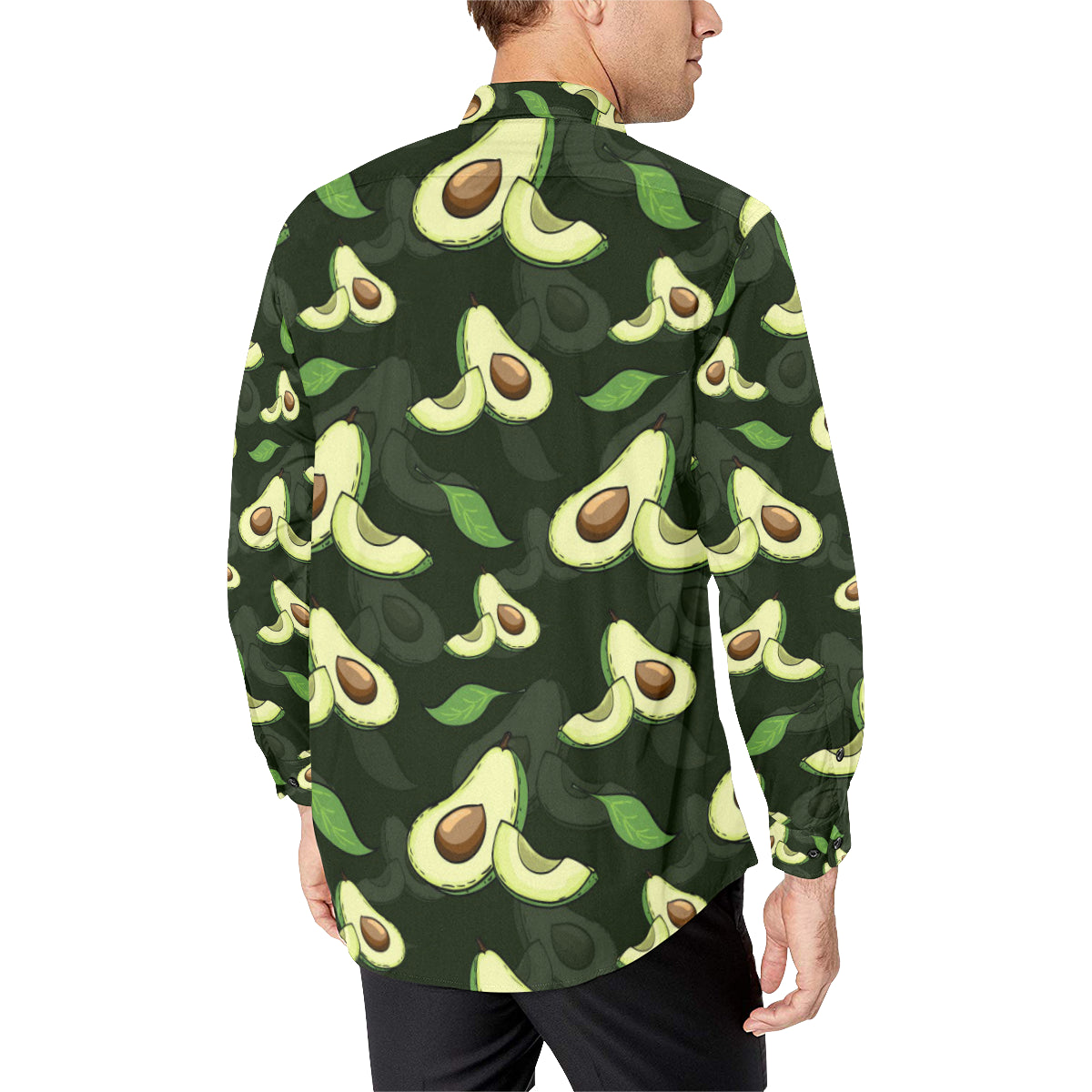 Avocado Pattern Print Design AC07 Men's Long Sleeve Shirt