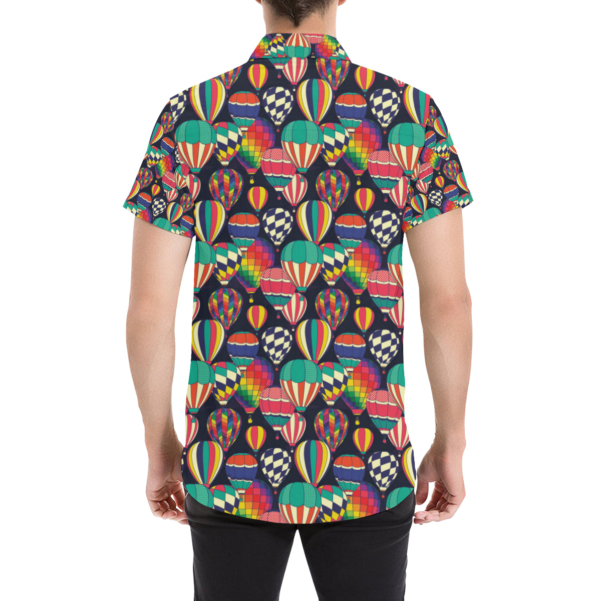 Ballon Pattern Print Design 02 Men's Short Sleeve Button Up Shirt